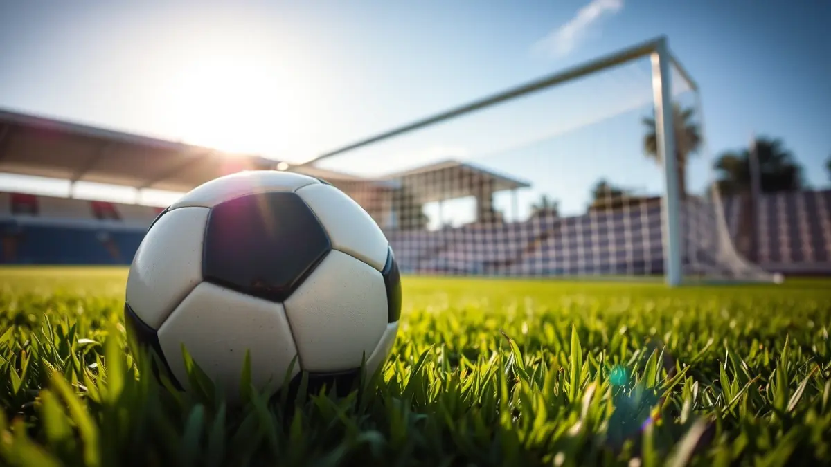 Generic image of a soccer ball on a stadium pitch.