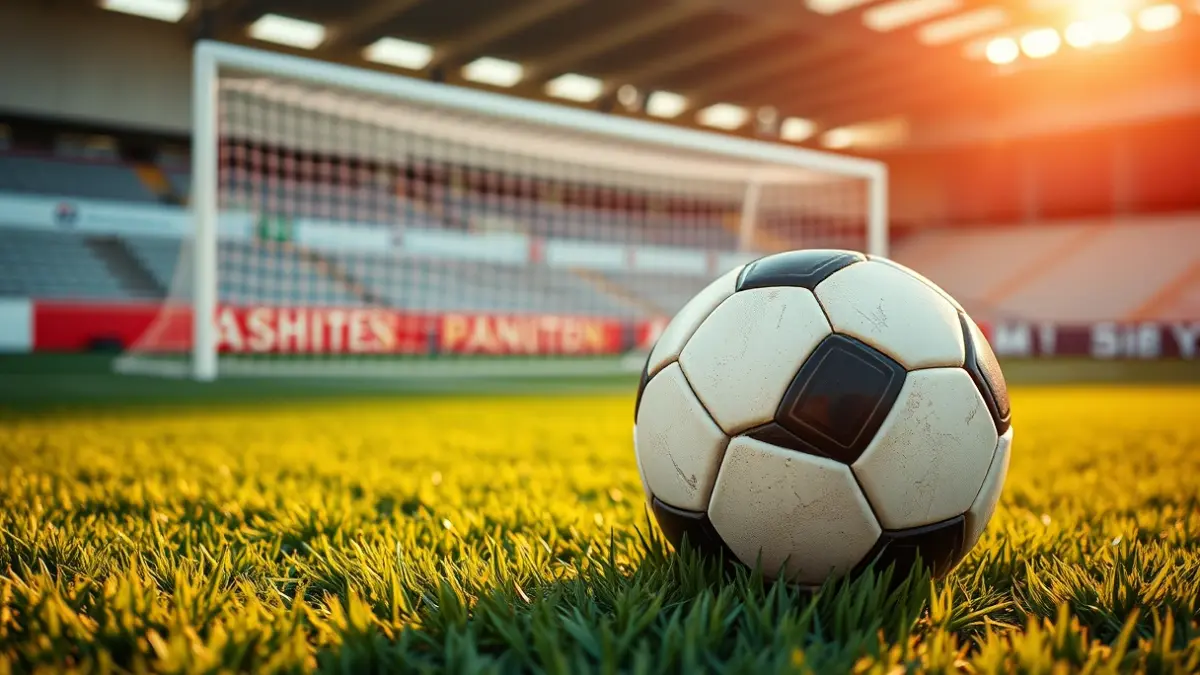 Generic image of a soccer ball on a stadium pitch.