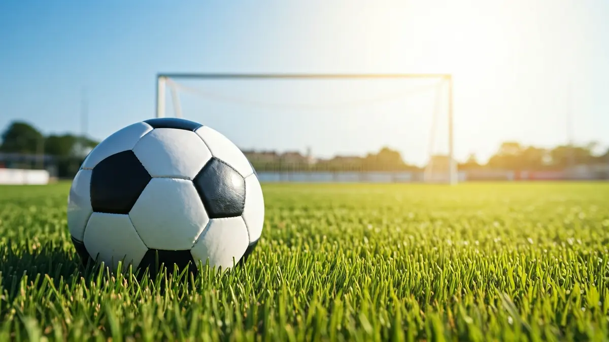 Generic image of a soccer ball on a green football pitch.