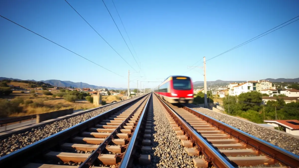 Generic image of high-speed train tracks with a moving train.