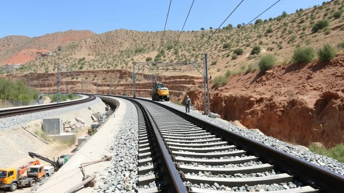 Repair work on the AVE track after a landslide.