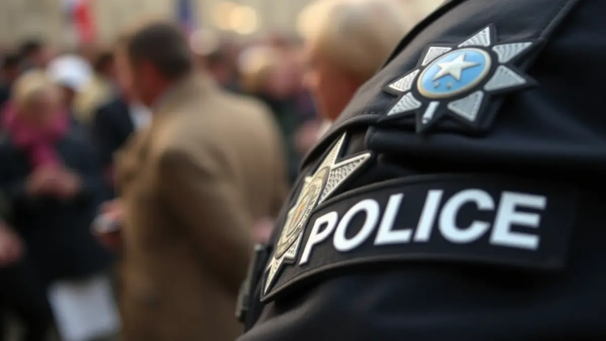 Imagen genérica de una placa de policía, simbolizando la seguridad y el orden público.