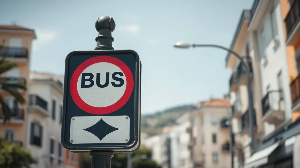 Generic image of a bus stop in an urban setting.