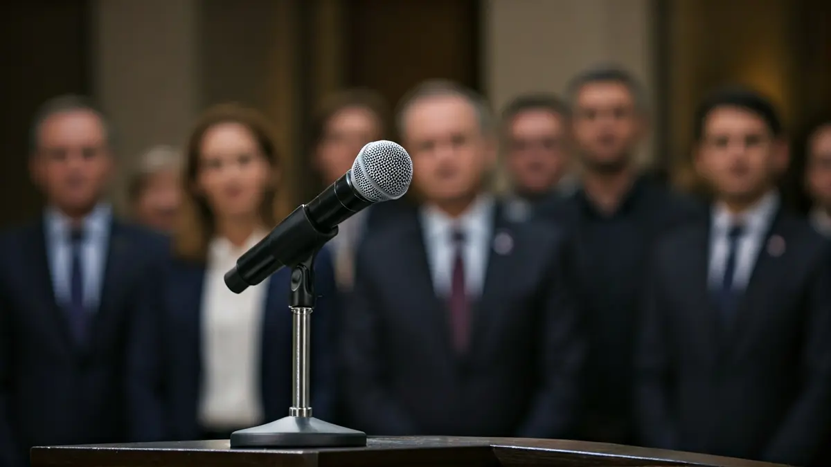 Imagen genérica de un micrófono en un podio, simbolizando un debate político o una declaración oficial.