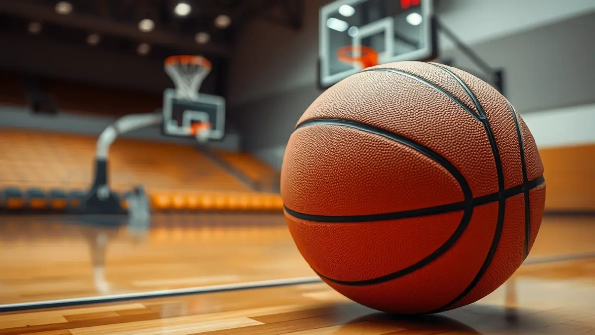 Generic image of a basketball on a court.