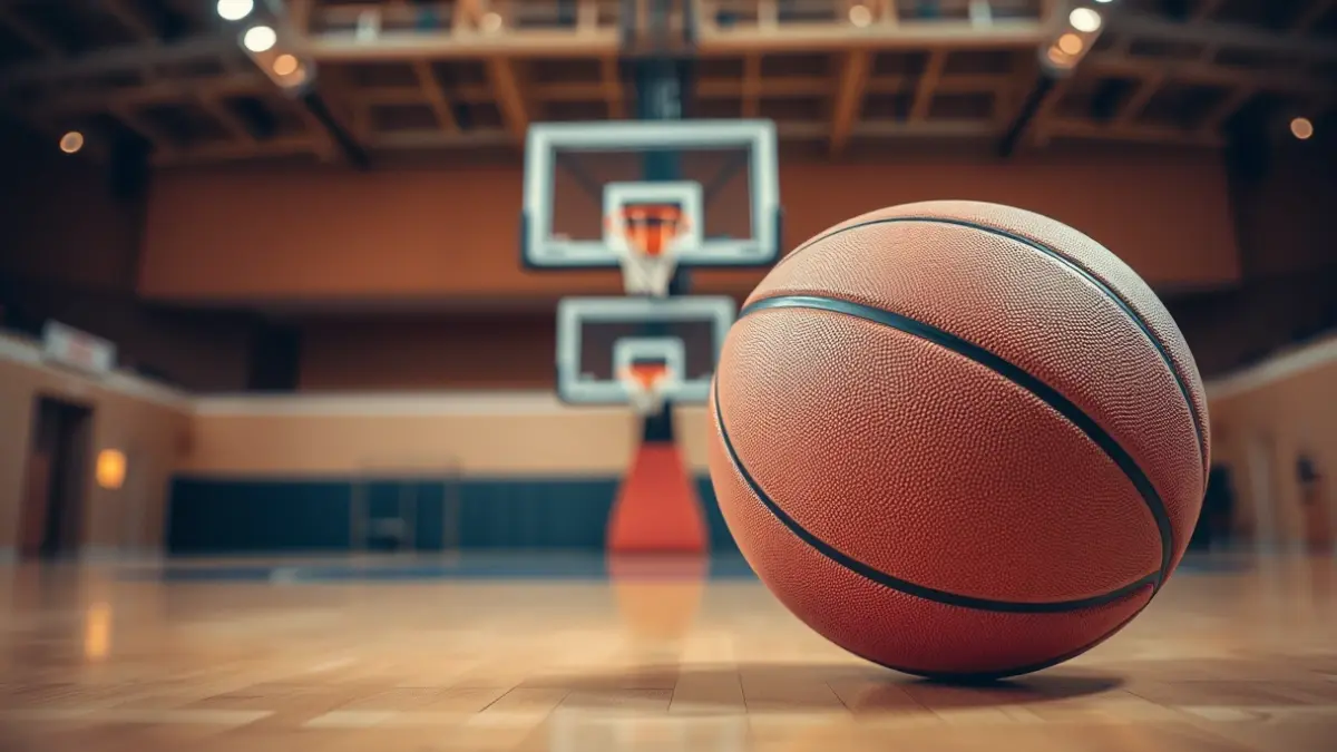 Imagen genérica de un balón de baloncesto en una cancha.
