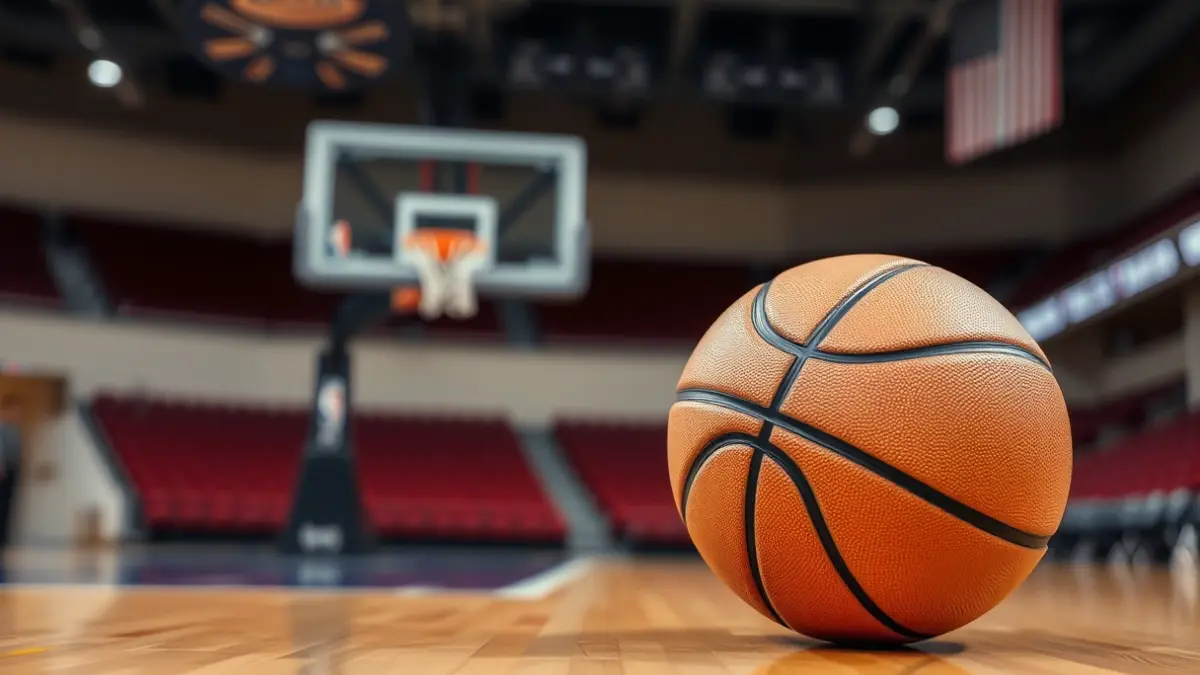 Generic image of a basketball on a court.