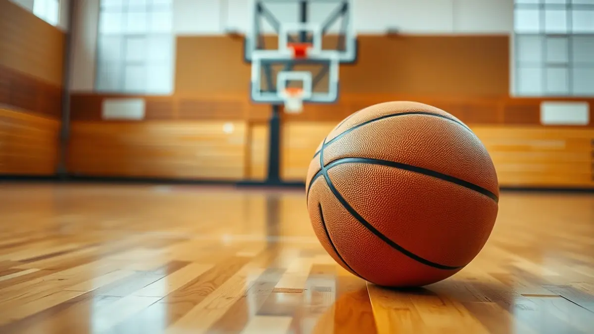 Generic image of a basketball on a court.