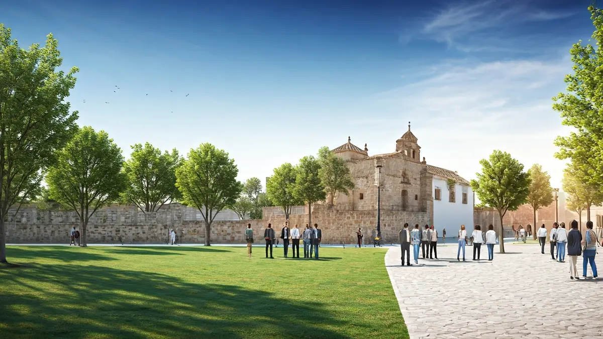 Visual representation of the future Quarto neighborhood in Seville, integrating historical and natural elements.