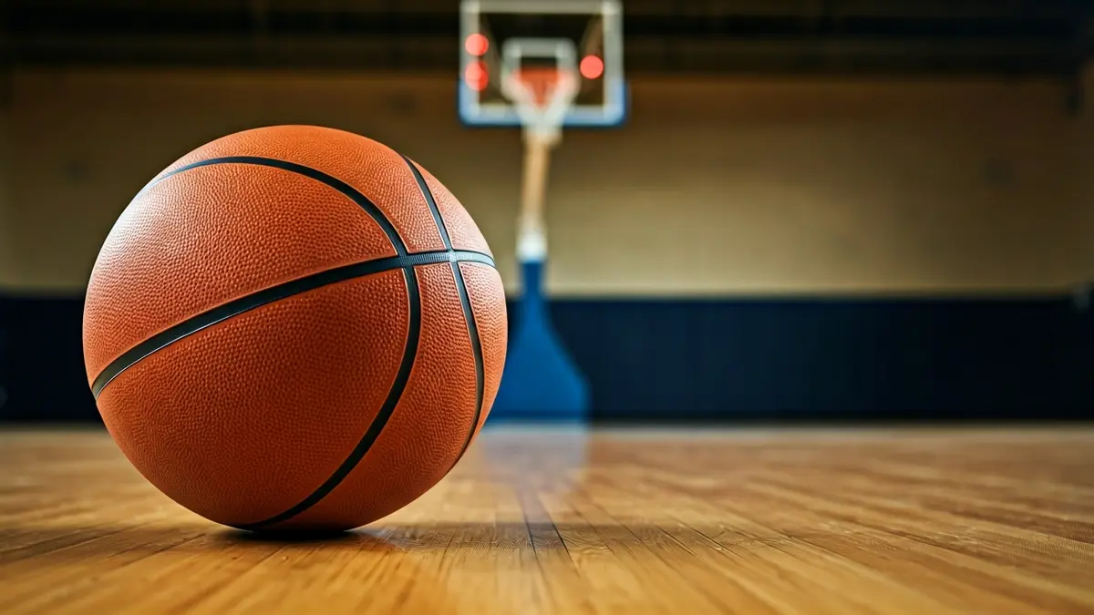 Generic image of a basketball on a court.