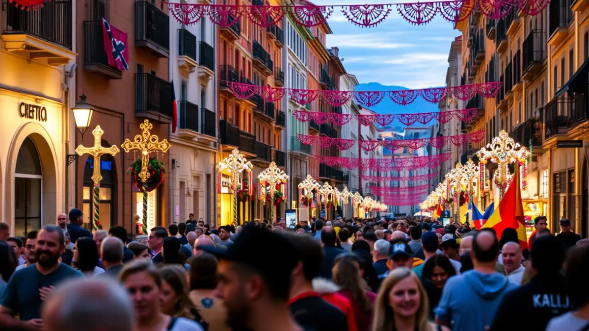 Imagen genérica de una calle festiva en una ciudad andaluza con gente disfrutando.