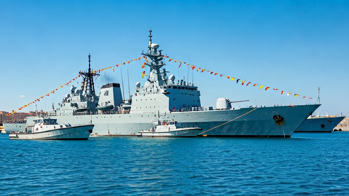 Buque de la Armada española Galicia L-51 en el puerto de Málaga durante un desembarco legionario.