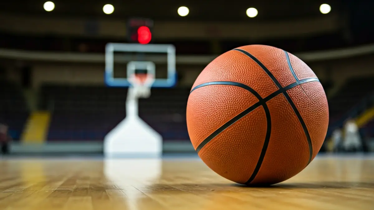 Generic image of a basketball on a court.