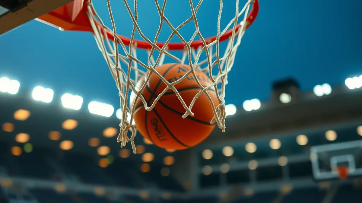Imagen genérica de una canasta de baloncesto con el balón pasando por la red.