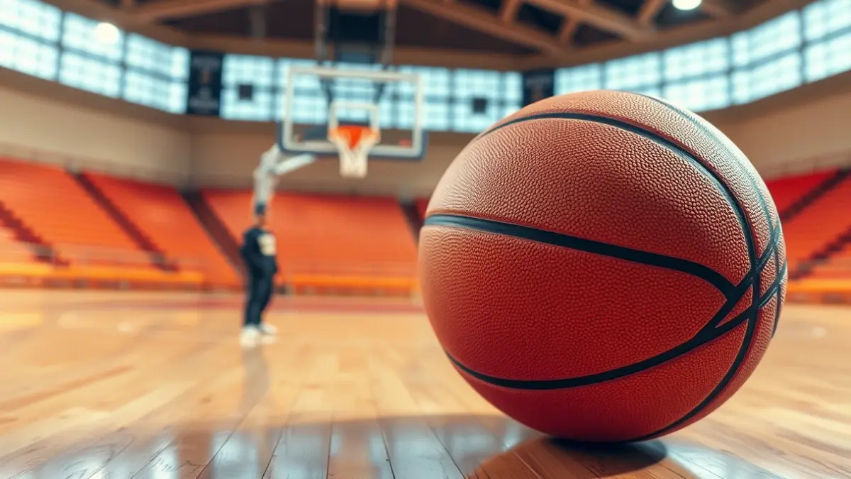 Generic image of a basketball on a court.