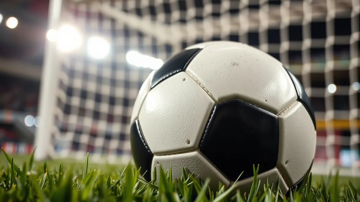 Generic image of a soccer ball on a stadium pitch.