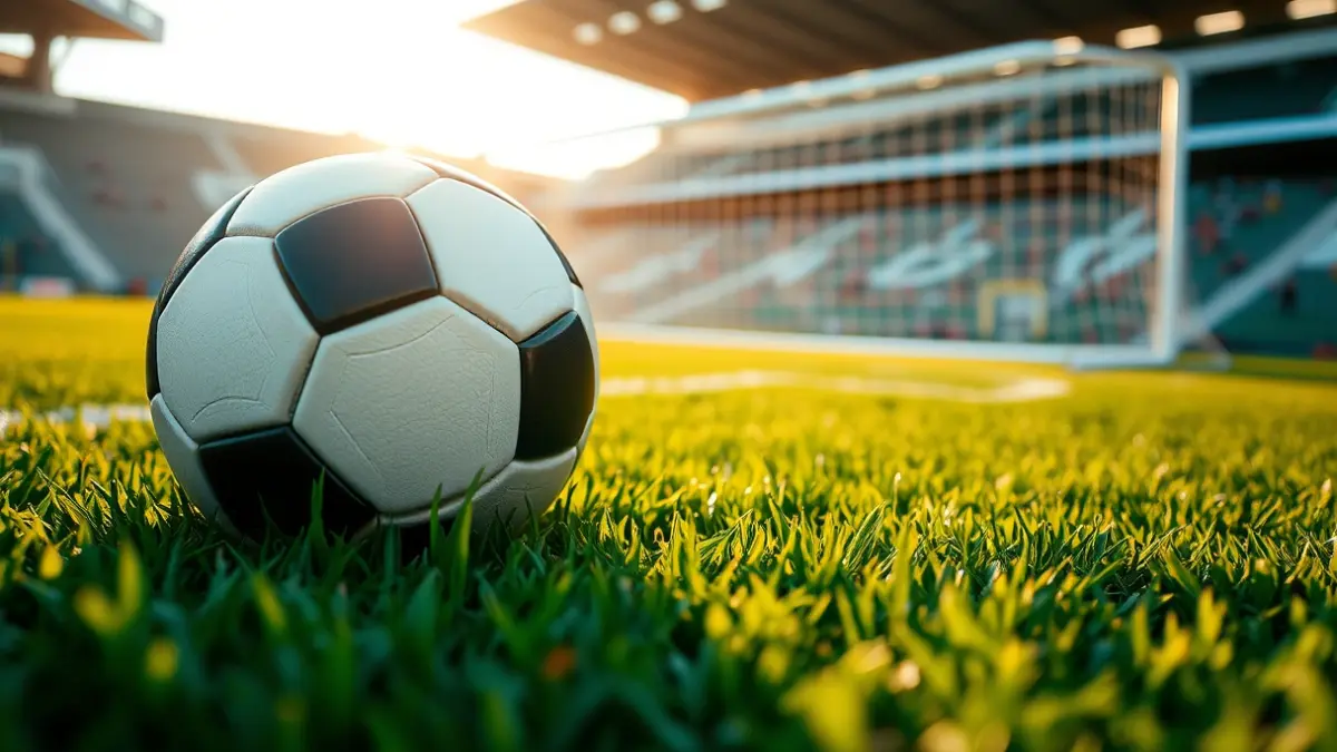 Generic image of a soccer ball on a stadium pitch.