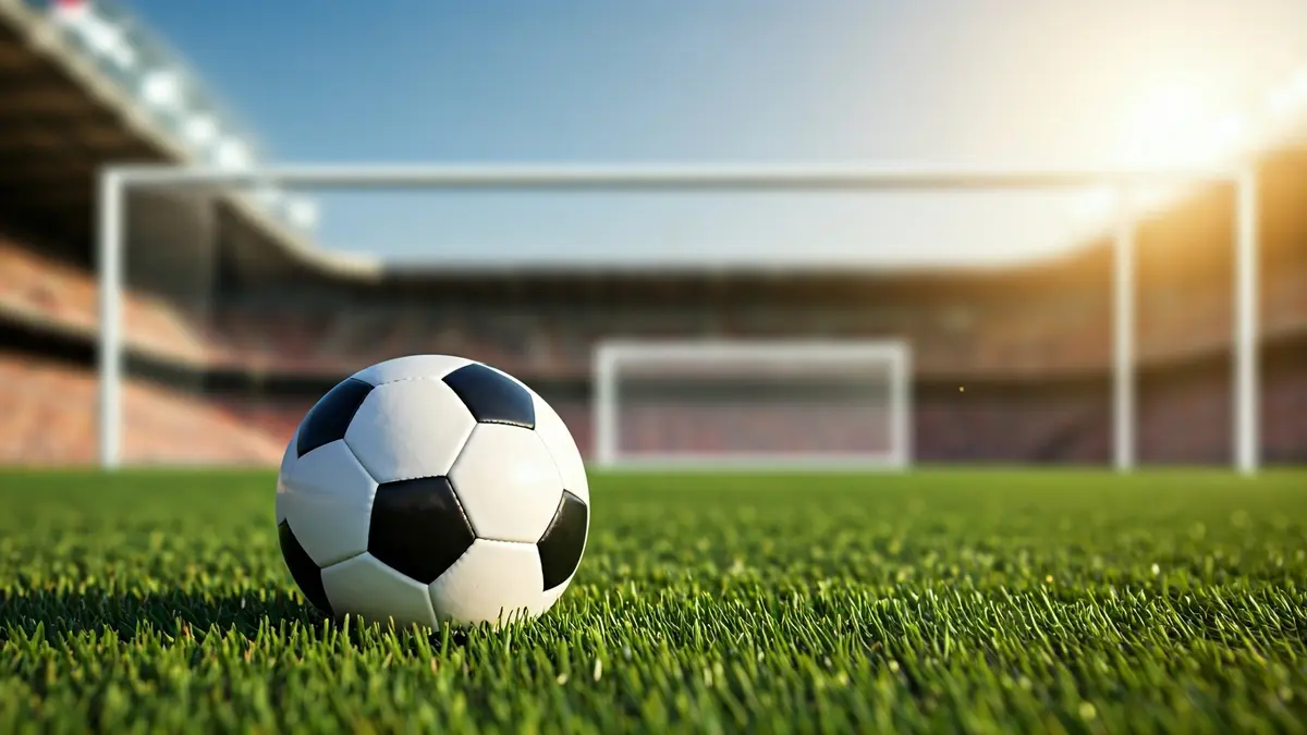 Generic image of a soccer ball on a stadium pitch.