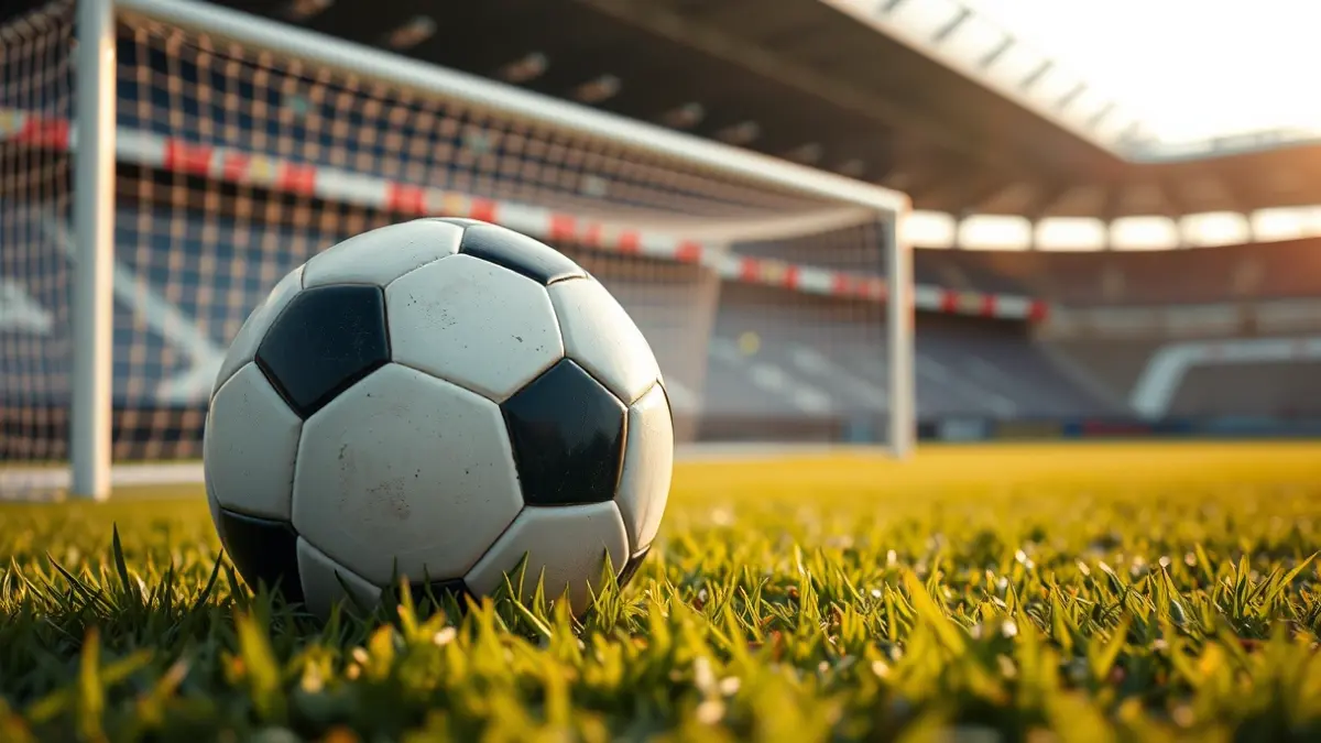 Generic image of a soccer ball on a stadium pitch.