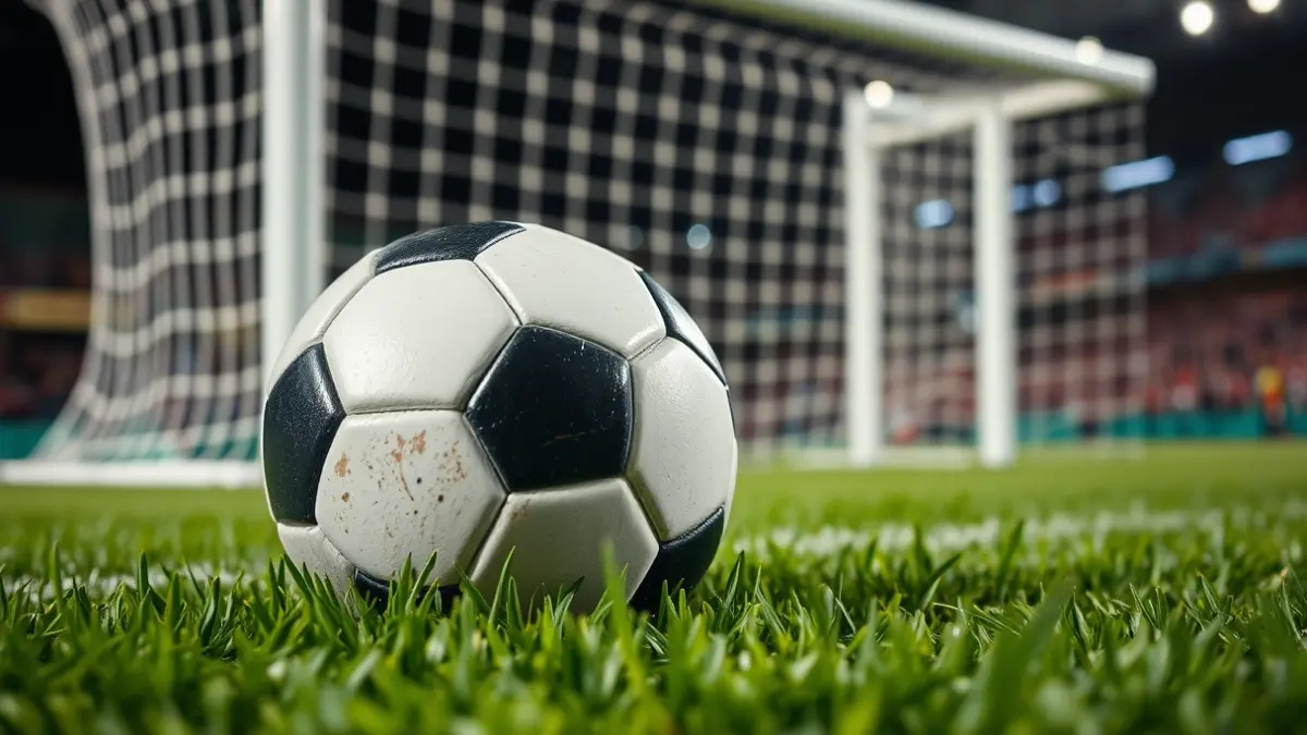 Generic image of a soccer ball on a stadium pitch.