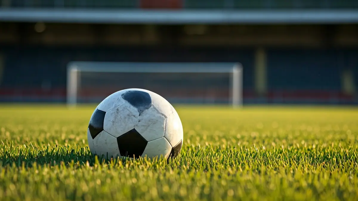Generic image of a soccer ball on a stadium pitch.