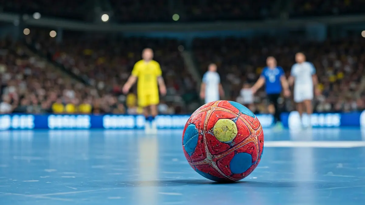 Generic image of a handball on the court.