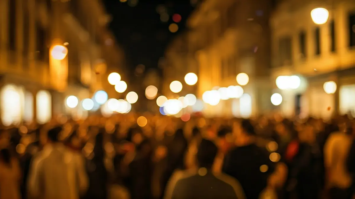 Generic image of a carnival celebration with confetti and lights.