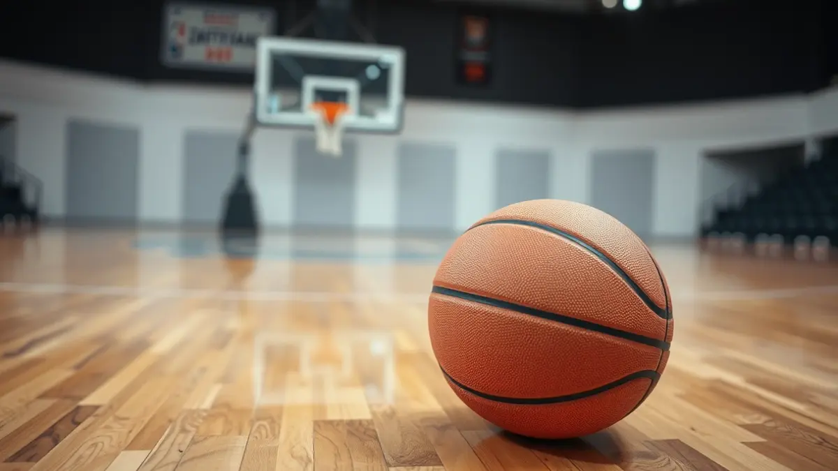Generic image of a basketball on a court.
