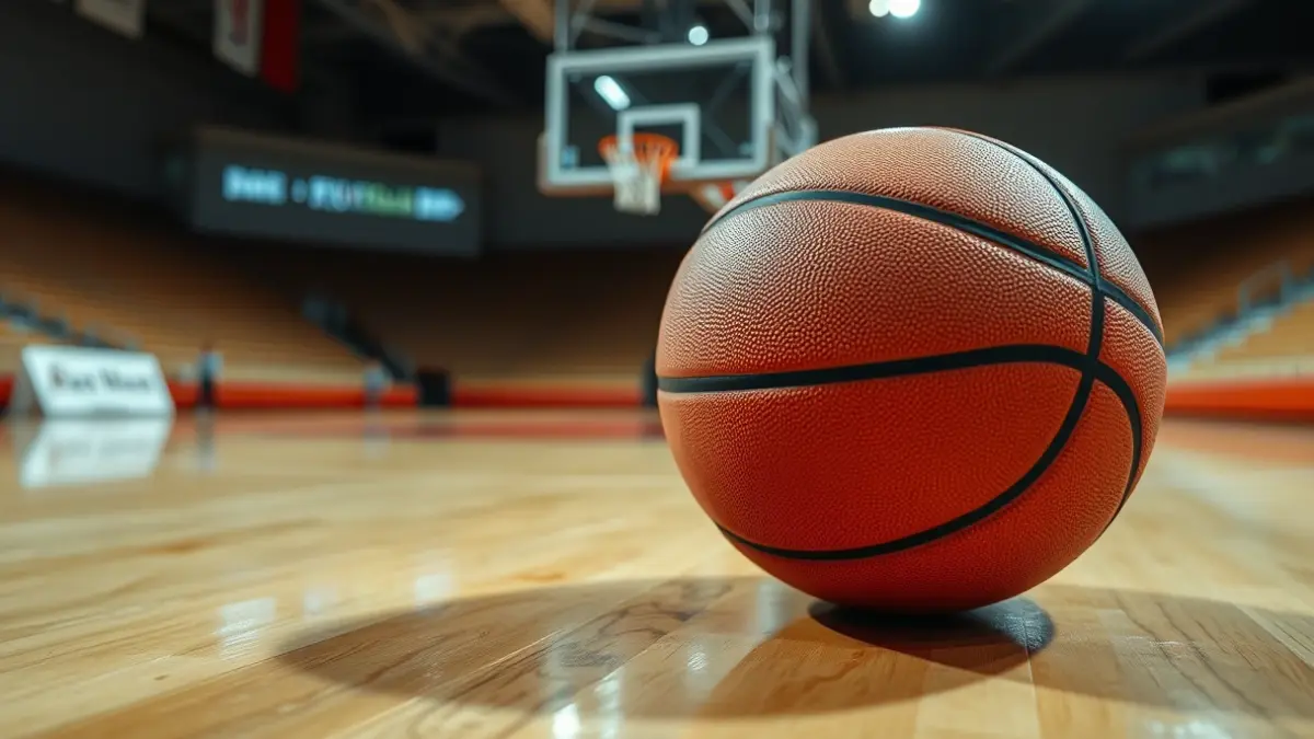Imagen genérica de un balón de baloncesto en una cancha.