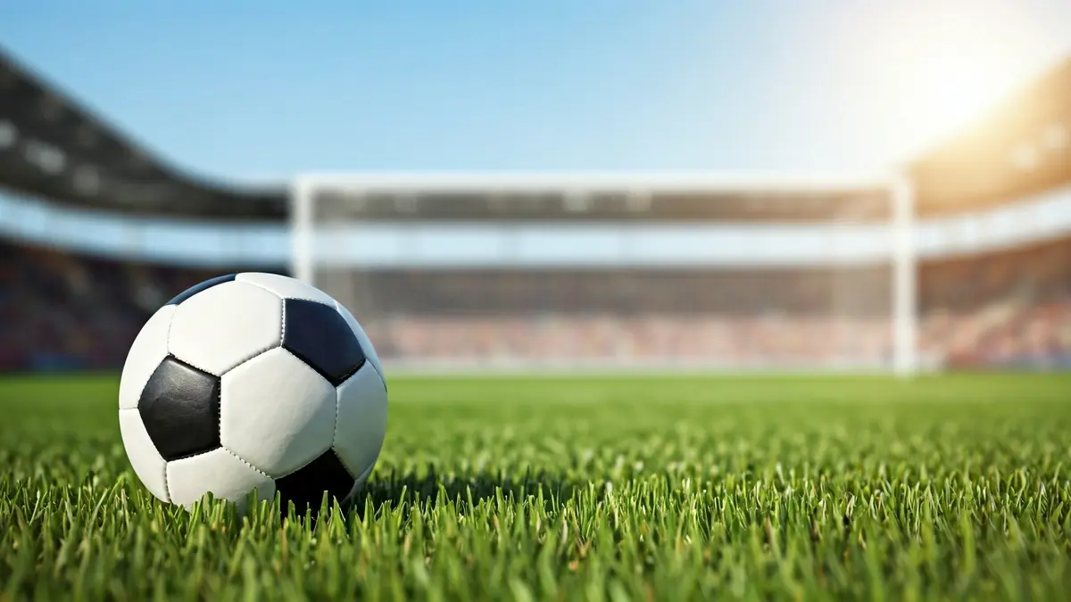 Imagen genérica de un balón de fútbol sobre el césped de un campo, con la portería desenfocada al fondo.