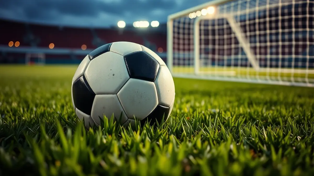 Imagen genérica de un balón de fútbol en un campo, con la portería al fondo.