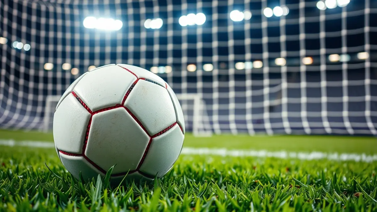 Generic image of a soccer ball on a stadium pitch.