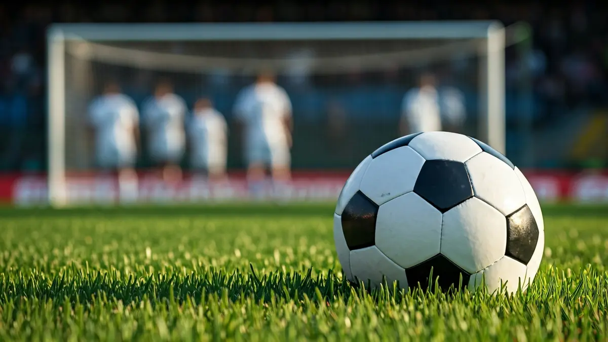 Generic image of a soccer ball on a stadium pitch.