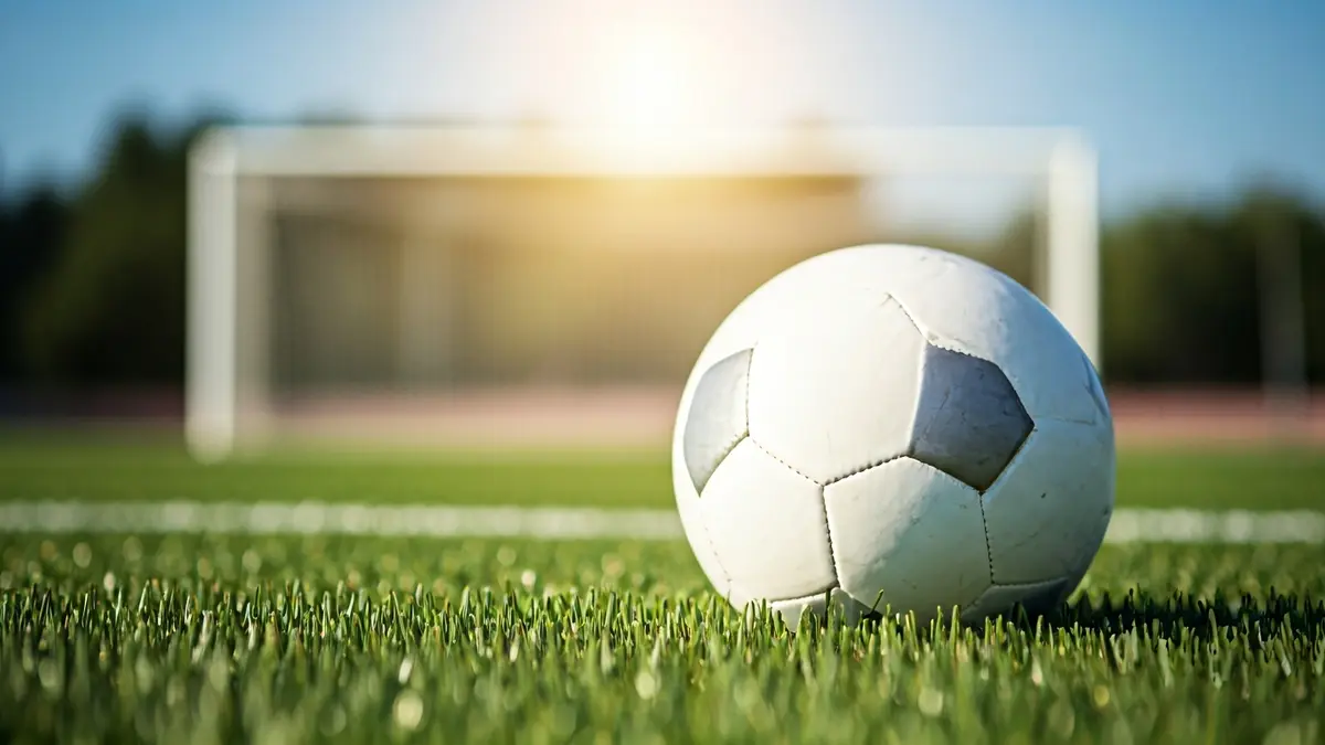 Generic image of a soccer ball on a green football pitch.