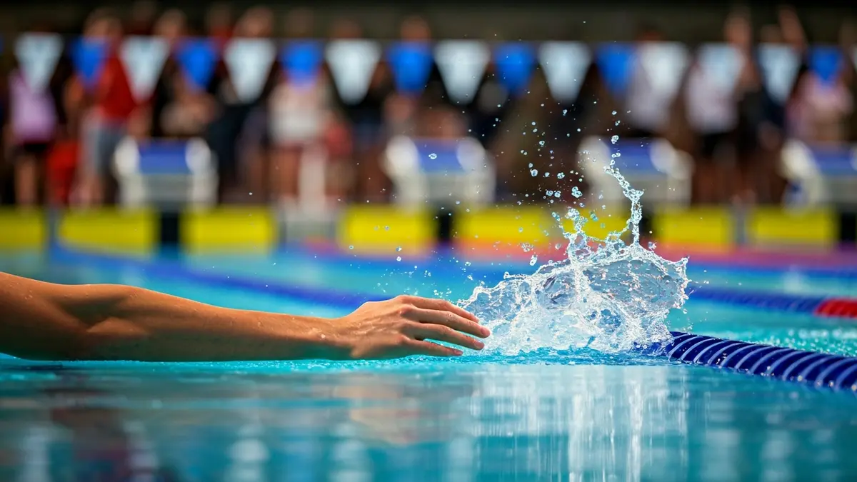 Imagen genérica de la mano de un nadador tocando el borde de una piscina.