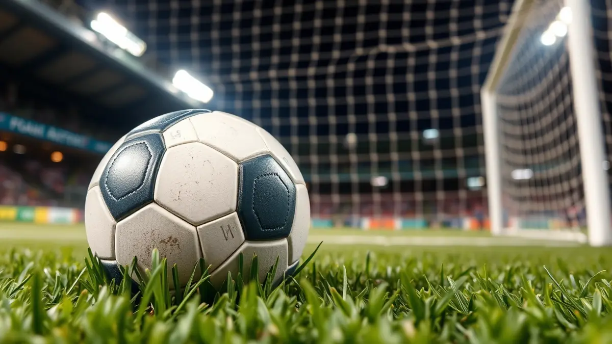 Generic image of a soccer ball on a stadium pitch.