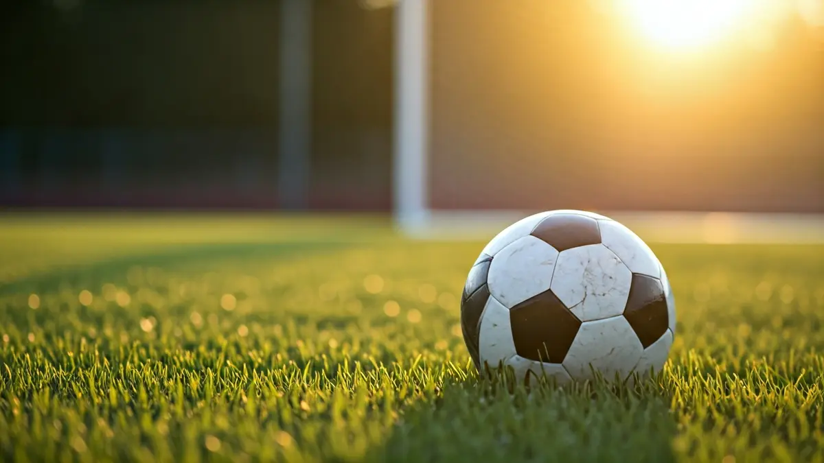 Generic image of a soccer ball on a football pitch.