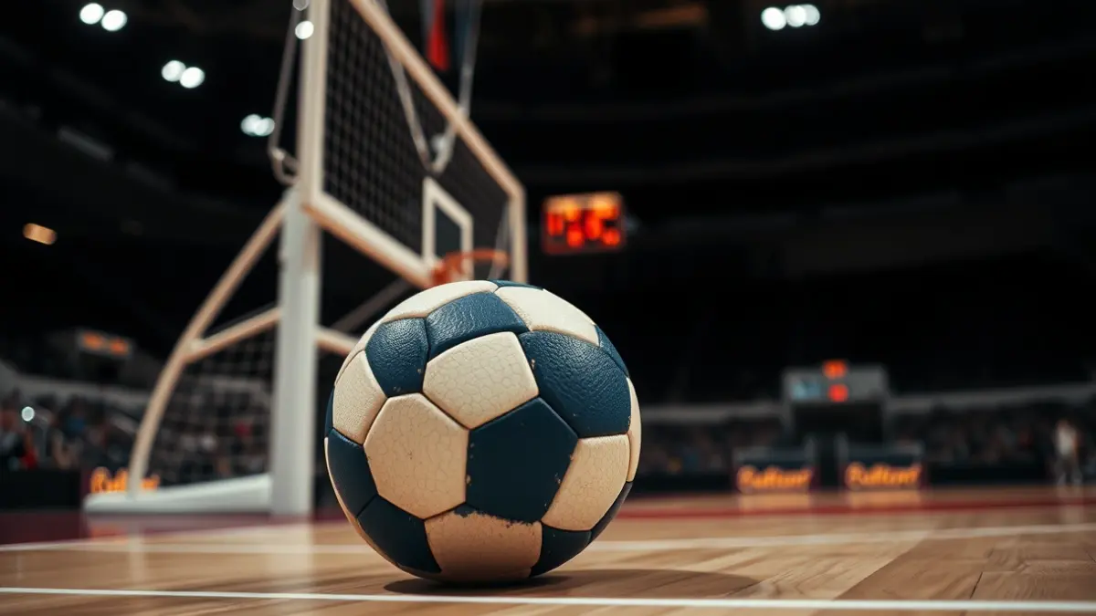 Generic image of a handball on a court.
