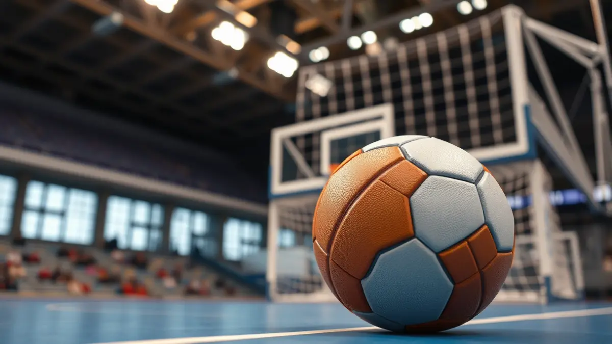 Generic image of a handball on the court.