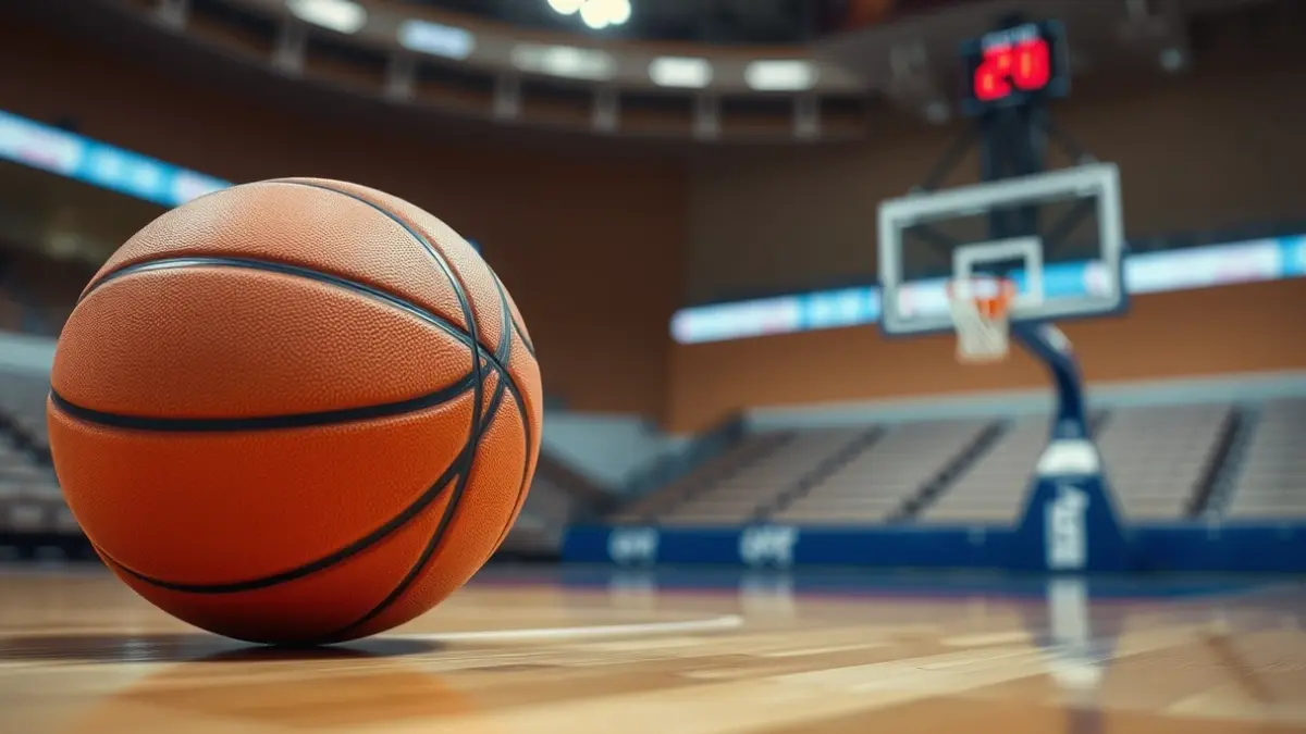 Generic image of a basketball on a court.