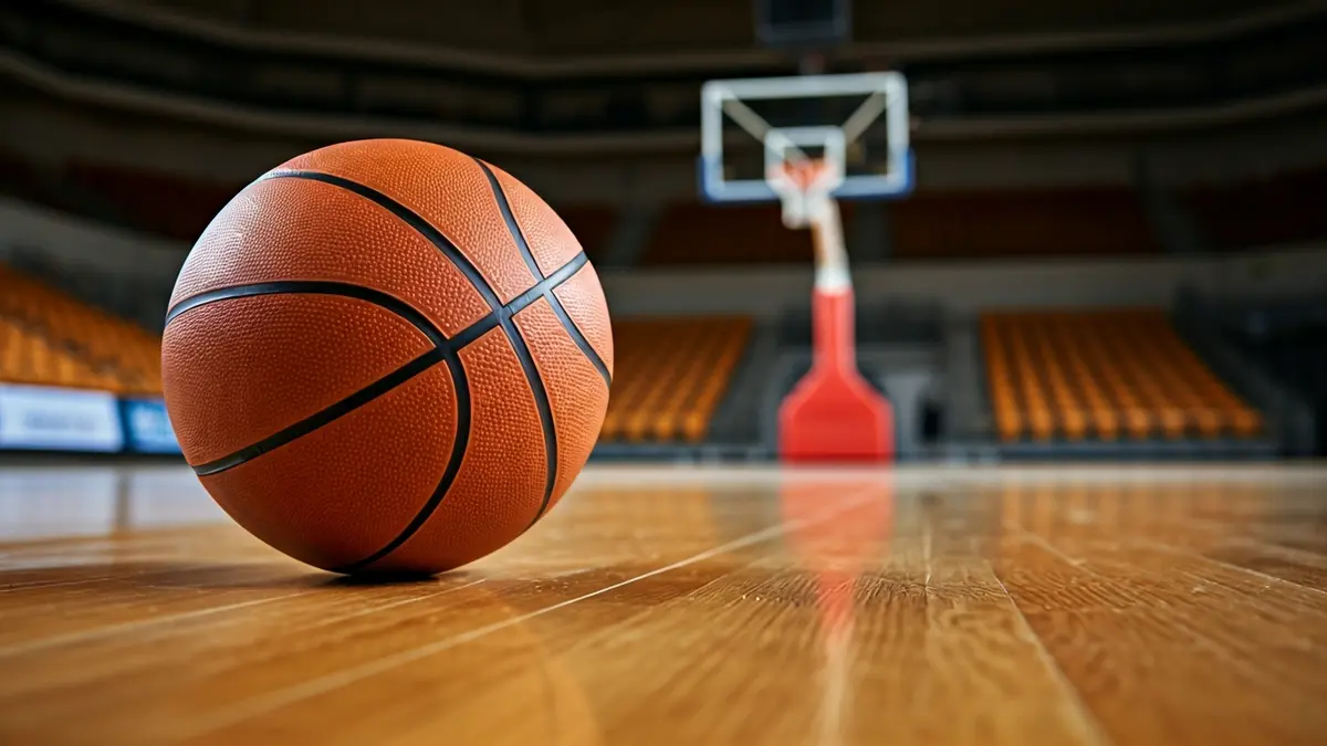 Generic image of a basketball on a court.
