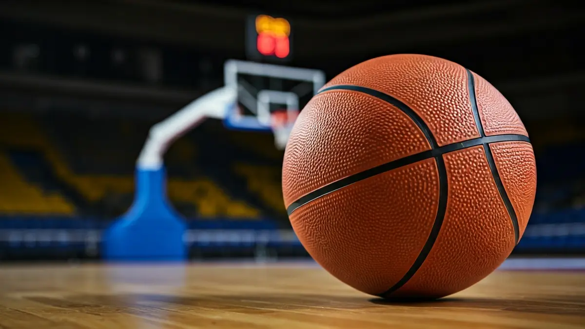 Generic image of a basketball on a court.