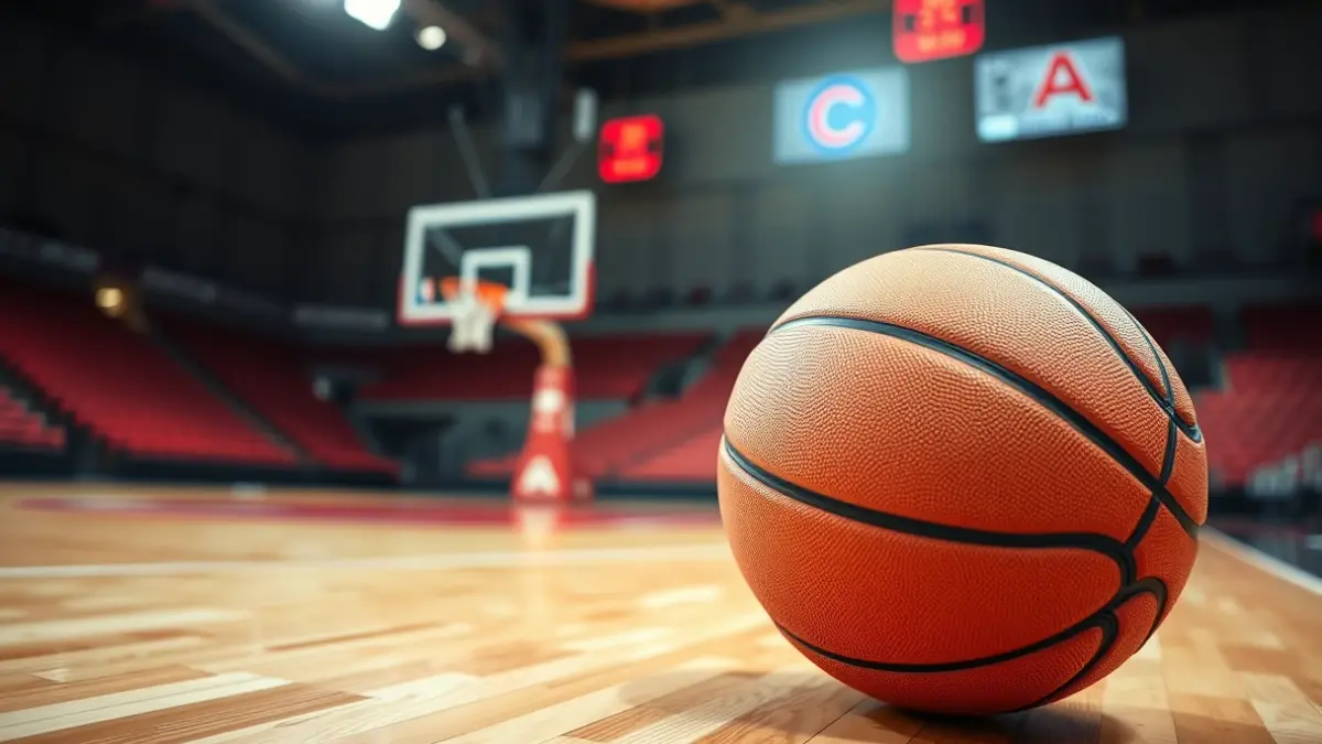 Imagen genérica de un balón de baloncesto en una cancha.