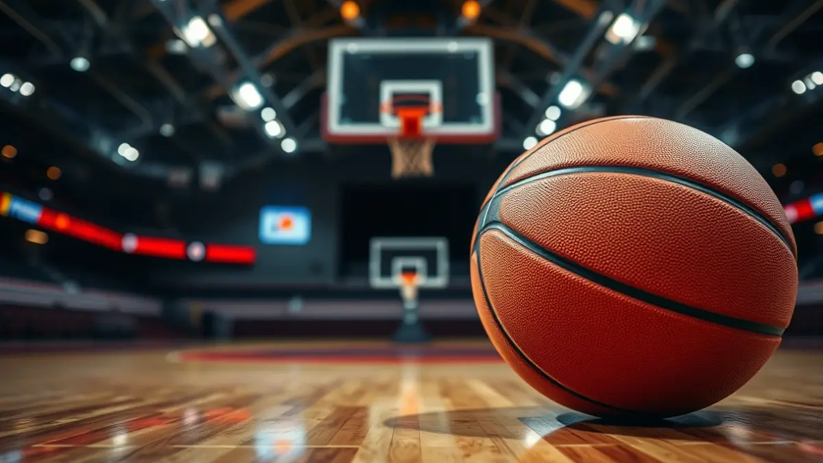 Generic image of a basketball on a court.