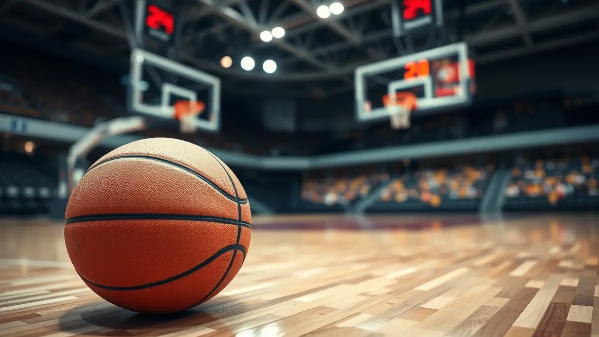 Imagen genérica de un balón de baloncesto en una cancha.