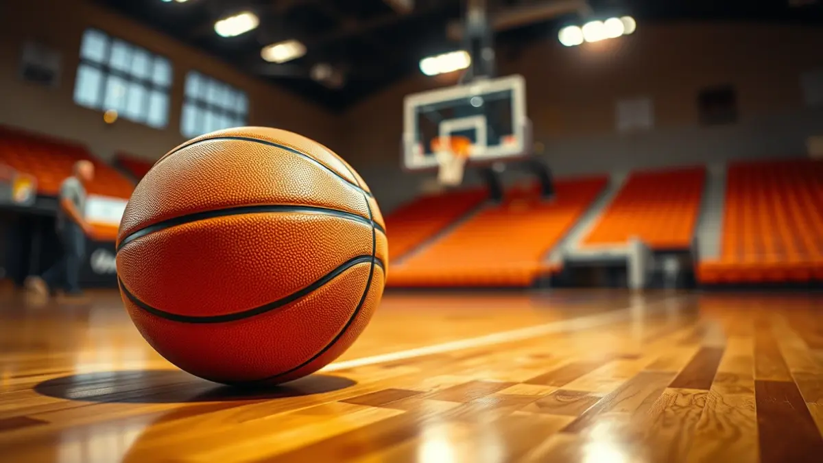 Imagen genérica de un balón de baloncesto en una cancha.