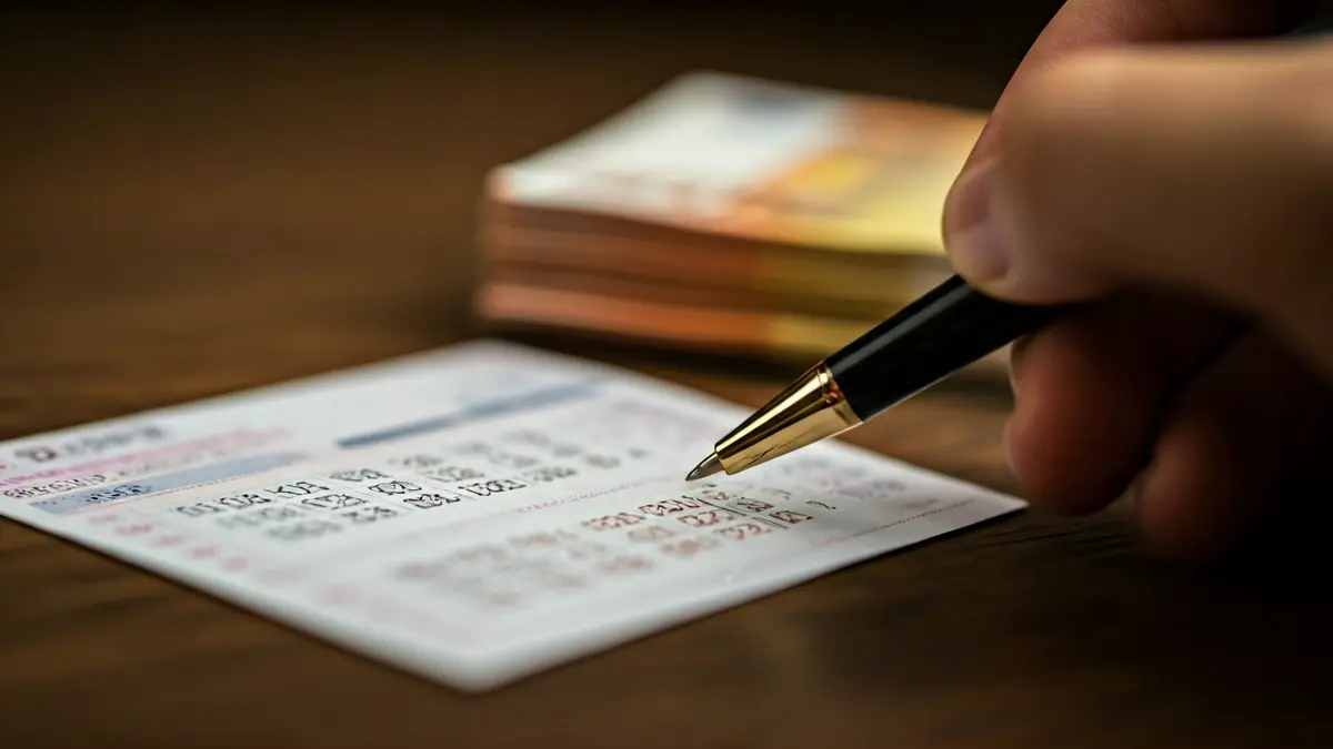 Generic image of a lottery ticket and money, symbolizing a prize.