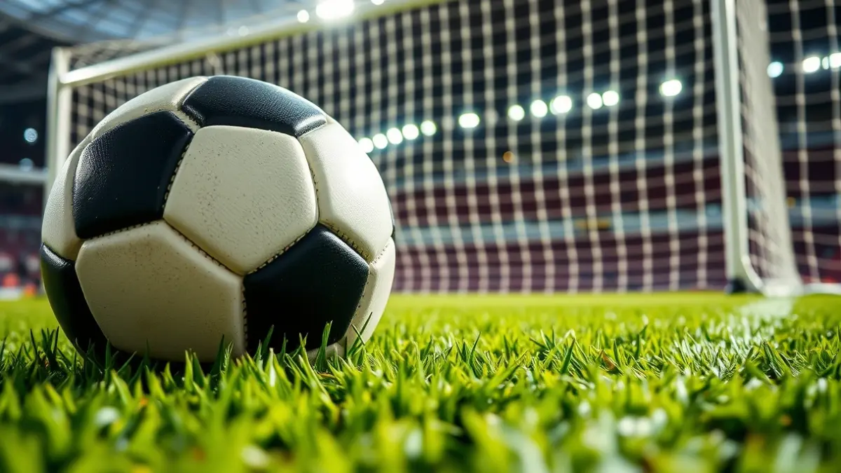 Generic image of a soccer ball on a stadium pitch.
