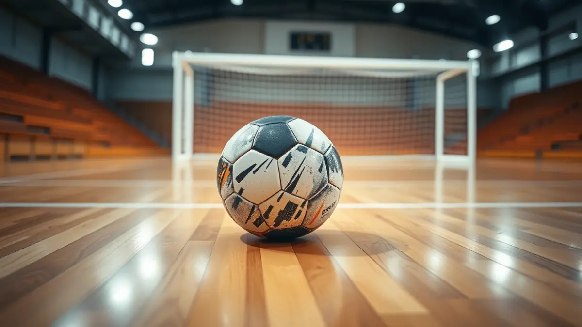 Imagen genérica de un balón de fútbol sala en una cancha.