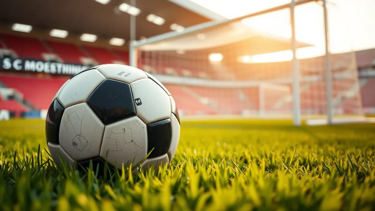 Generic image of a soccer ball on a stadium pitch.